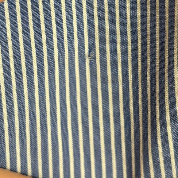 ZARA Blue and White Striped Button Down with Black Tassels on Hem - Picture 6 of 11
